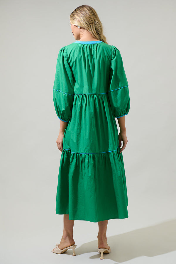 Sugarlips Saddy Long Sleeve Button Up Midi Dress