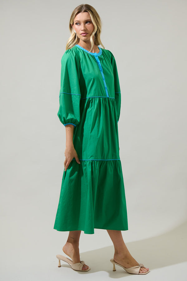 Sugarlips Saddy Long Sleeve Button Up Midi Dress