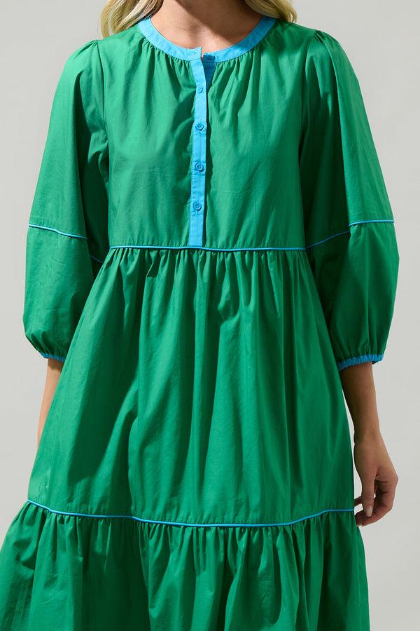 Sugarlips Saddy Long Sleeve Button Up Midi Dress