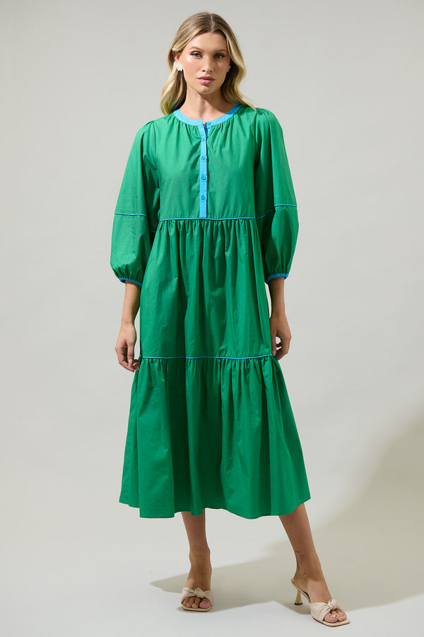sugarlips Saddy Long Sleeve Button Up Midi Dress