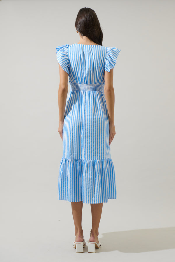Sugarlips Saida Striped Alara Ruffle Midi Dress