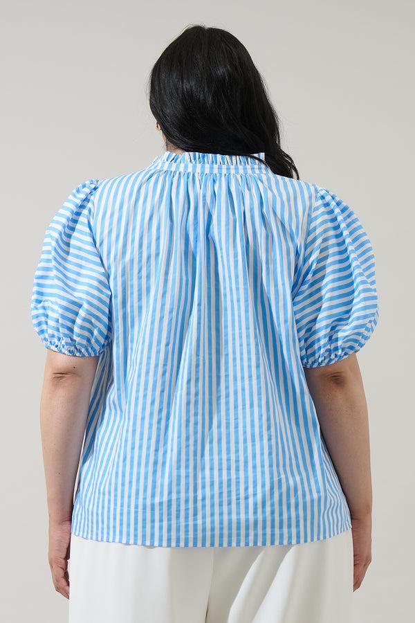 Sugarlips Saida Striped Josy Puff Sleeve Top Curve