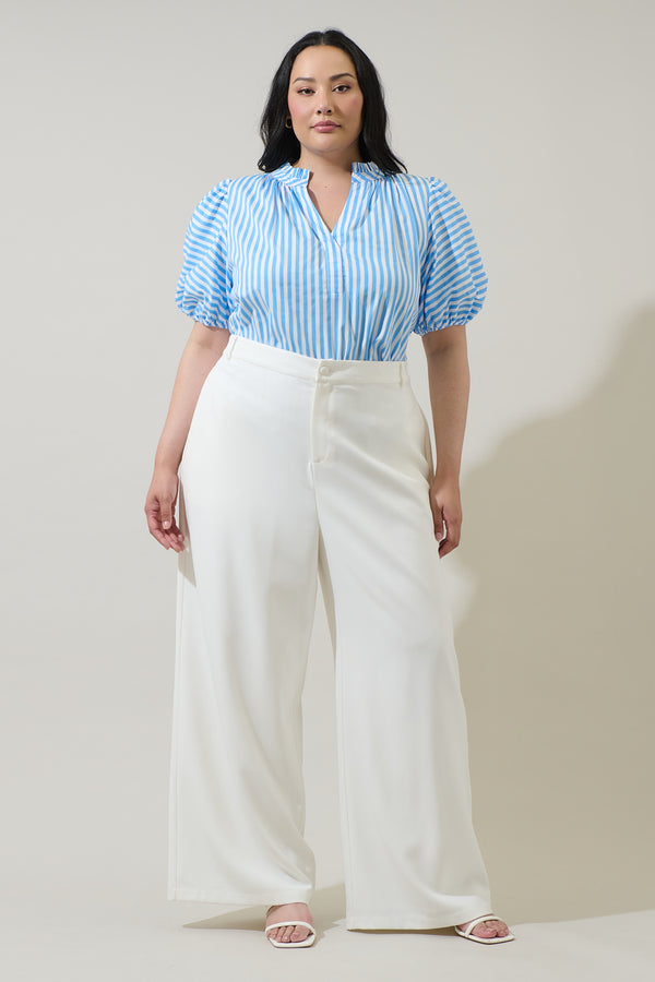 Sugarlips Saida Striped Josy Puff Sleeve Top Curve