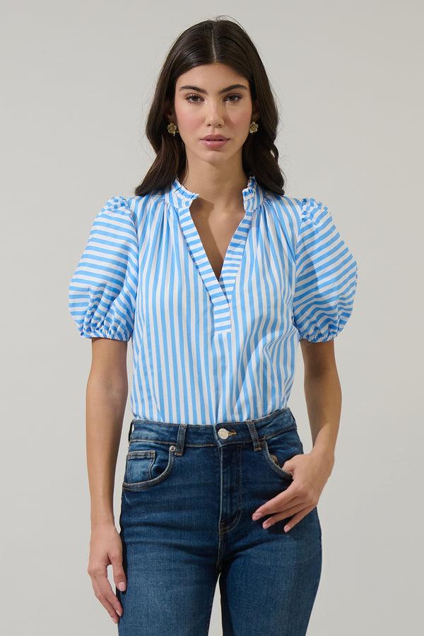 sugarlips Saida Striped Josy Puff Sleeve Top