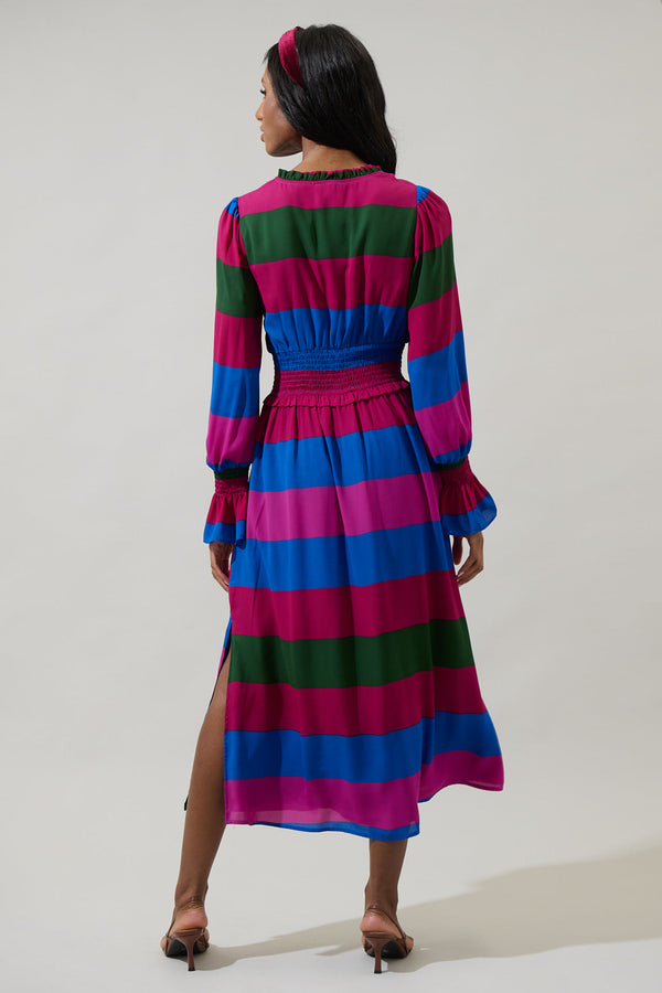 Sugarlips Saige Striped Ria Smocked Midi Dress