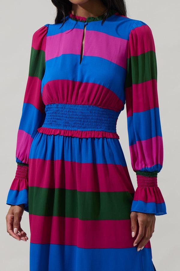 Sugarlips Saige Striped Ria Smocked Midi Dress