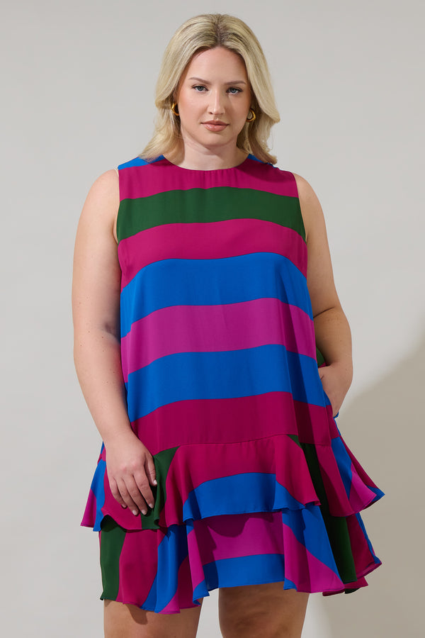 sugarlips Saige Striped Una Shift Mini Dress Curve