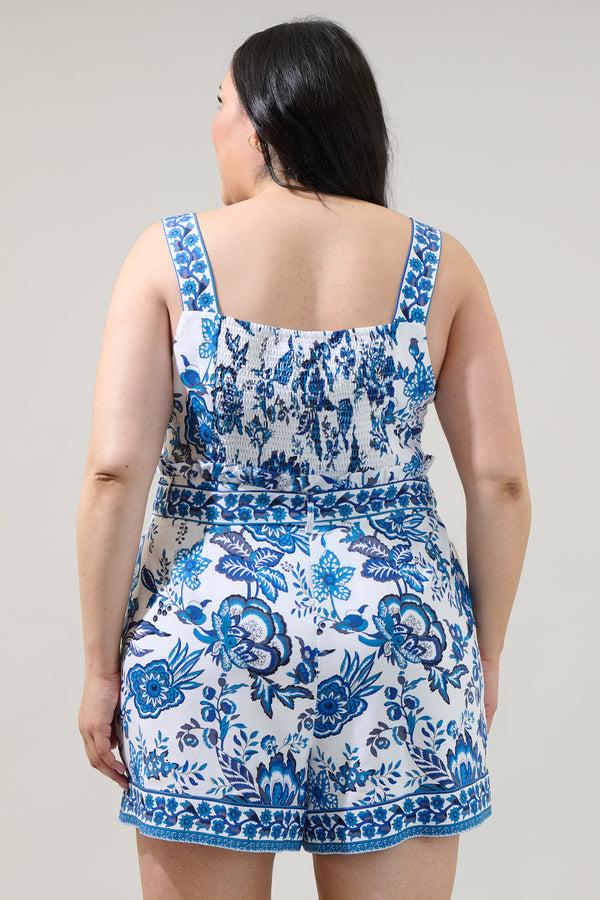 Sugarlips Salema Floral Button Up Romper Curve