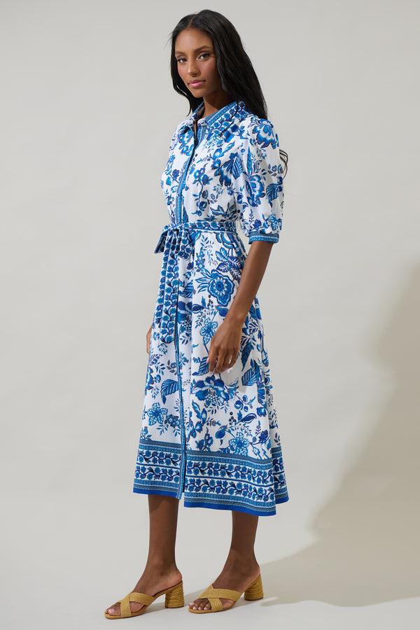 Sugarlips Salema Floral Vienna Midi Shirt Dress