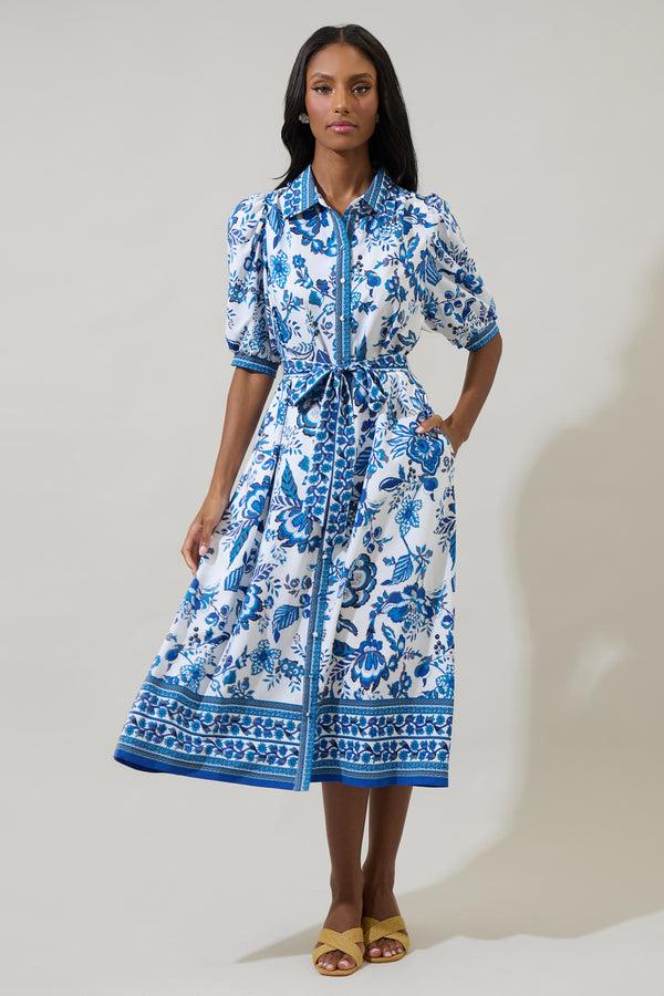 sugarlips Salema Floral Vienna Midi Shirt Dress
