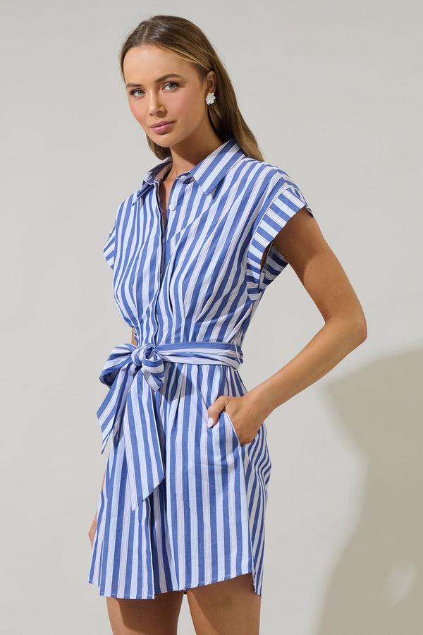 Sugarlips Samera Stripe Button Up Mini Dress
