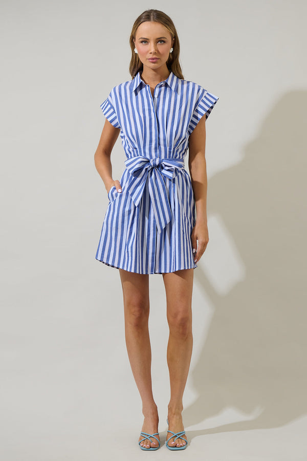 Sugarlips Samera Stripe Button Up Mini Dress
