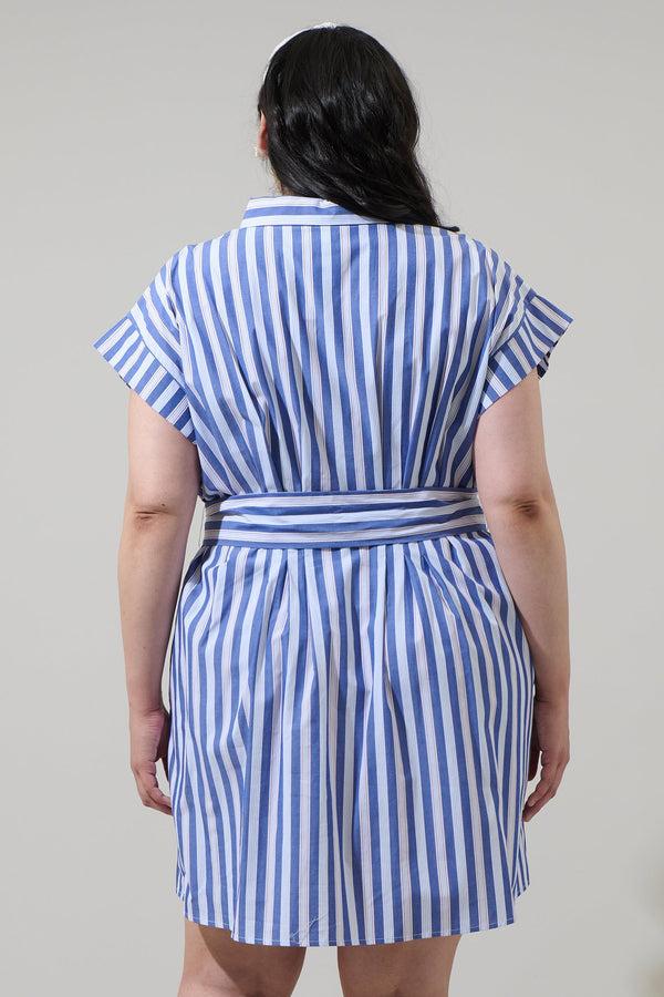 Sugarlips Samera Stripe Button Up Mini Dress Curve