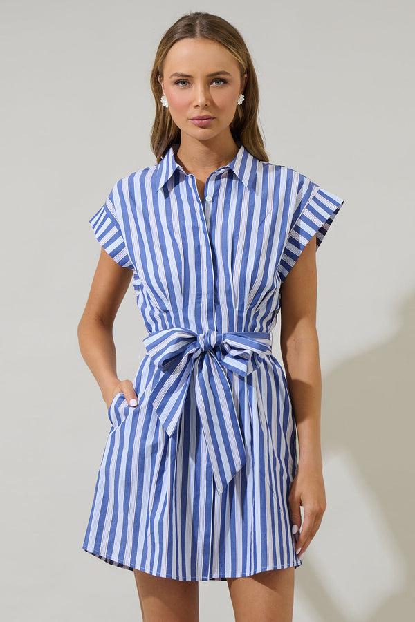 sugarlips Samera Stripe Button Up Mini Dress