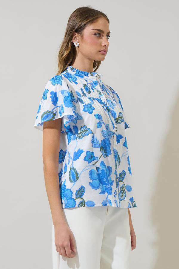 Sugarlips Samian Floral Romy Mock Neck Top