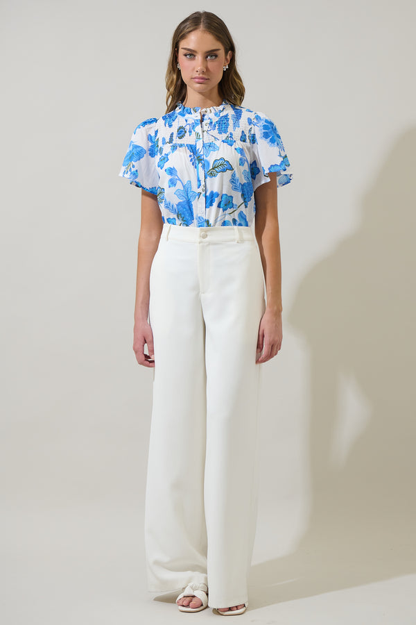 Sugarlips Samian Floral Romy Mock Neck Top