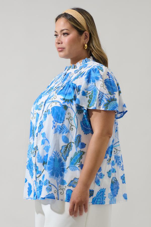 Sugarlips Samian Floral Romy Mock Neck Top Curve