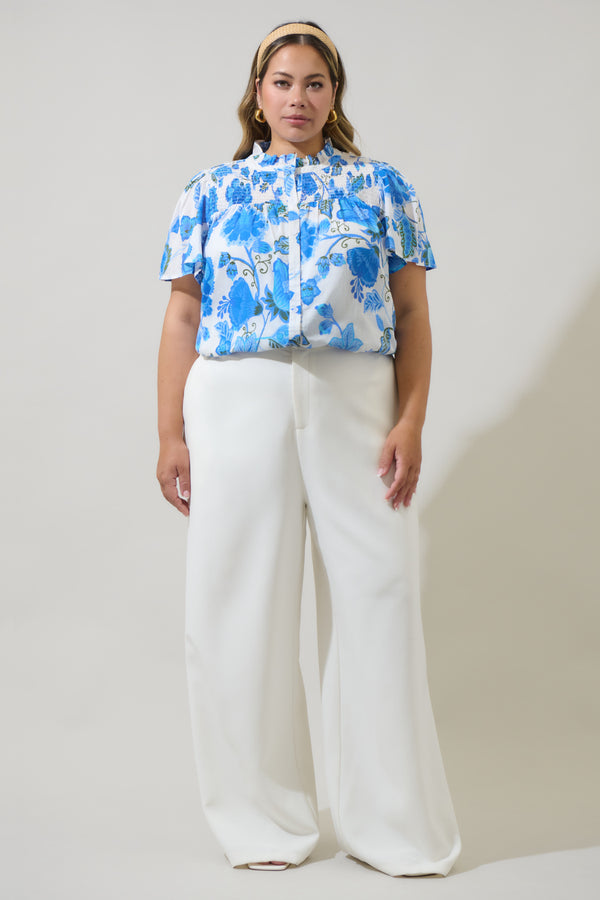 Sugarlips Samian Floral Romy Mock Neck Top Curve