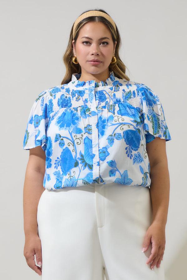 sugarlips Samian Floral Romy Mock Neck Top Curve