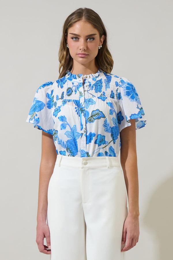 sugarlips Samian Floral Romy Mock Neck Top