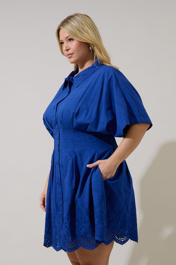 Sugarlips Sammie Collared Eyelet Mini Dress Curve