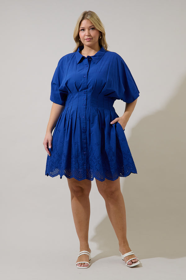 Sugarlips Sammie Collared Eyelet Mini Dress Curve