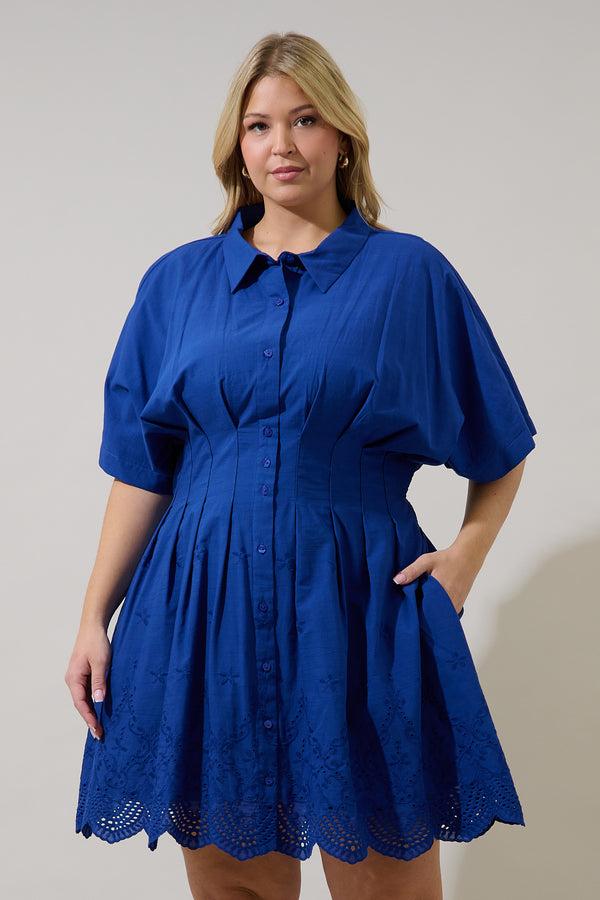 sugarlips Sammie Collared Eyelet Mini Dress Curve