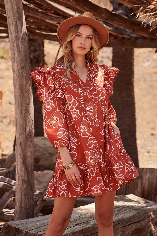sugarlips Sammy Marmalade Ruffle Drop Waist Dress