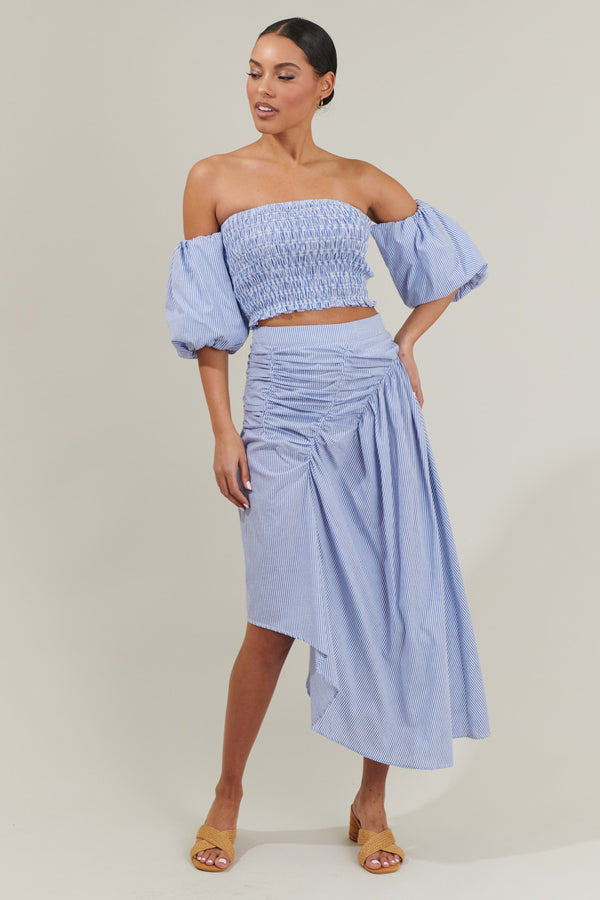 Sugarlips Sammy Striped Belen Ruched Midi Skirt