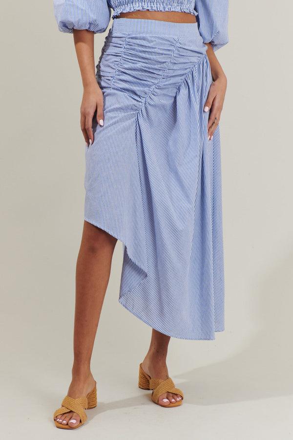 sugarlips Sammy Striped Belen Ruched Midi Skirt