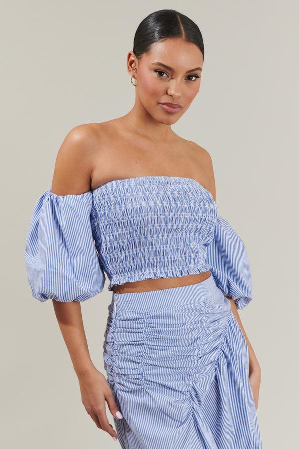 Sugarlips Sammy Striped Elvie Smocked Cropped Top