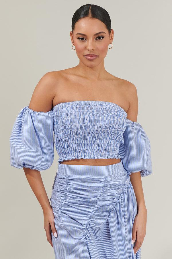 sugarlips Sammy Striped Elvie Smocked Cropped Top