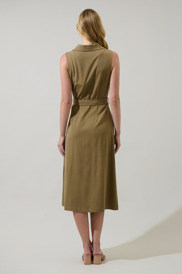 Sugarlips Sanders Collar Sleeveless Midi Dress