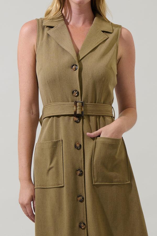 Sugarlips Sanders Collar Sleeveless Midi Dress