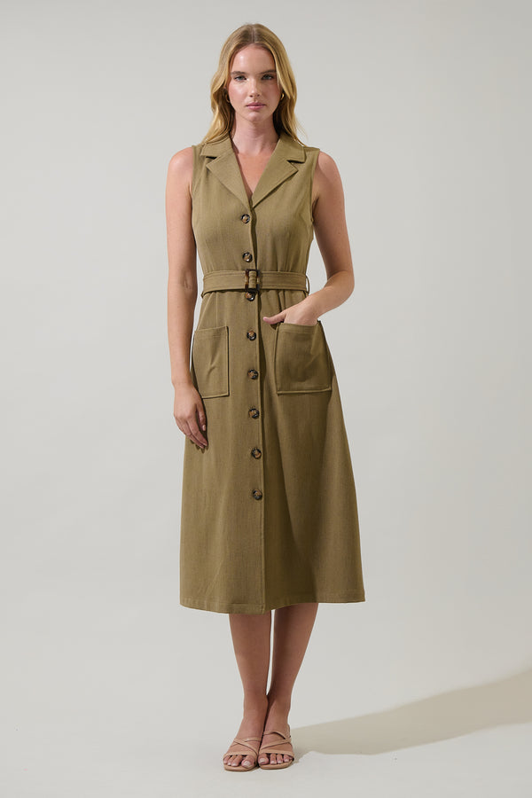 sugarlips Sanders Collar Sleeveless Midi Dress