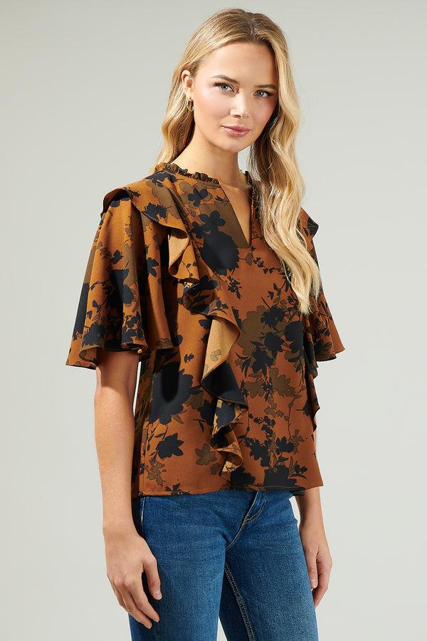 Sugarlips Sandy Floral Ruffle Blouse