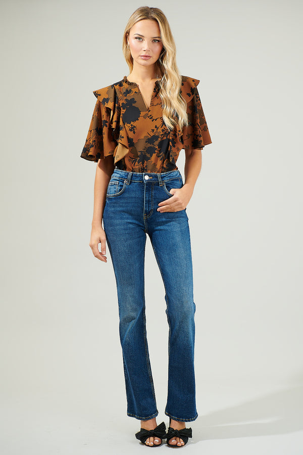 Sugarlips Sandy Floral Ruffle Blouse