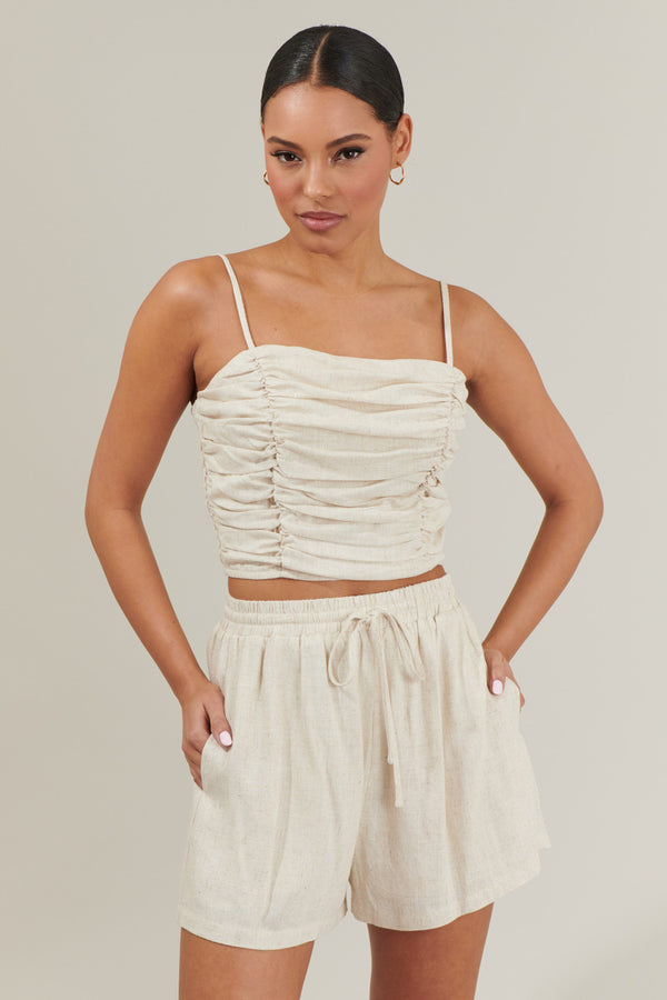 Sugarlips Sandy Shore Bliss Ruched Cropped Top