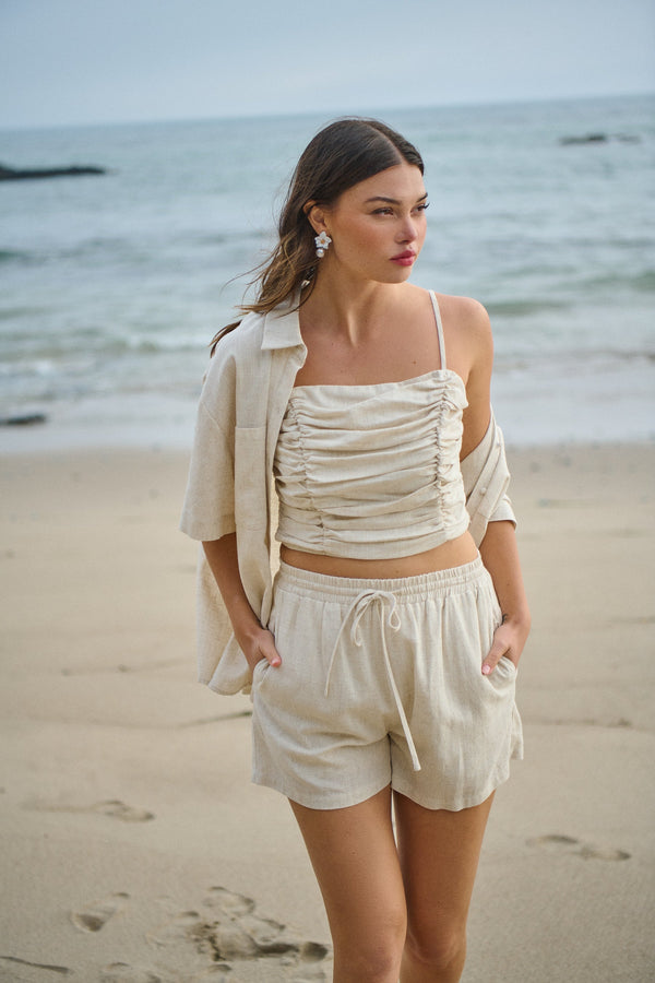 sugarlips Sandy Shore Bliss Ruched Cropped Top