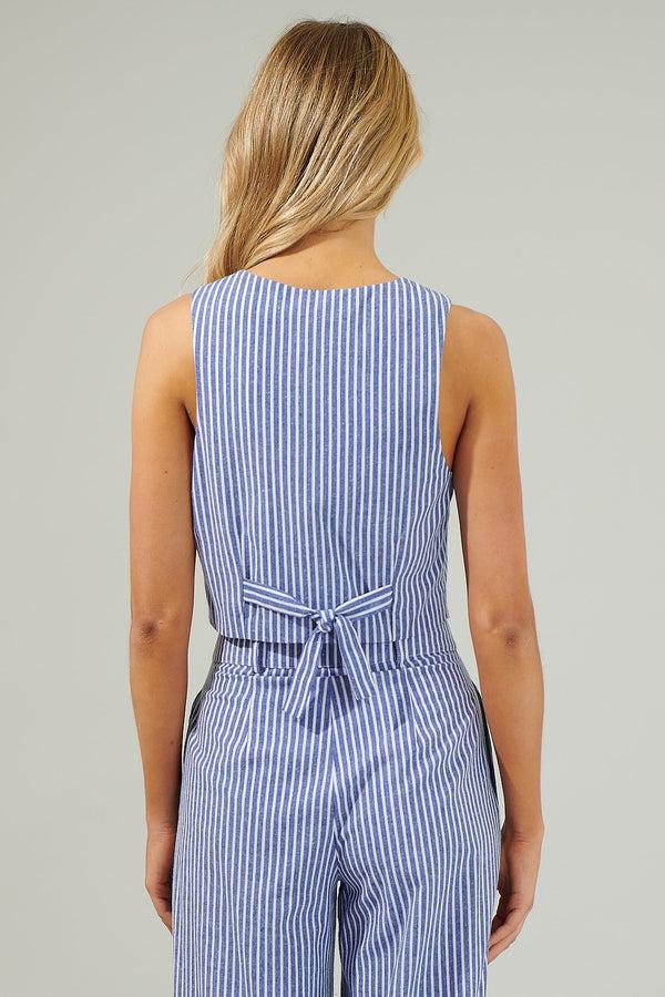 Sugarlips Sandy Striped Chelsea Button Up Vest