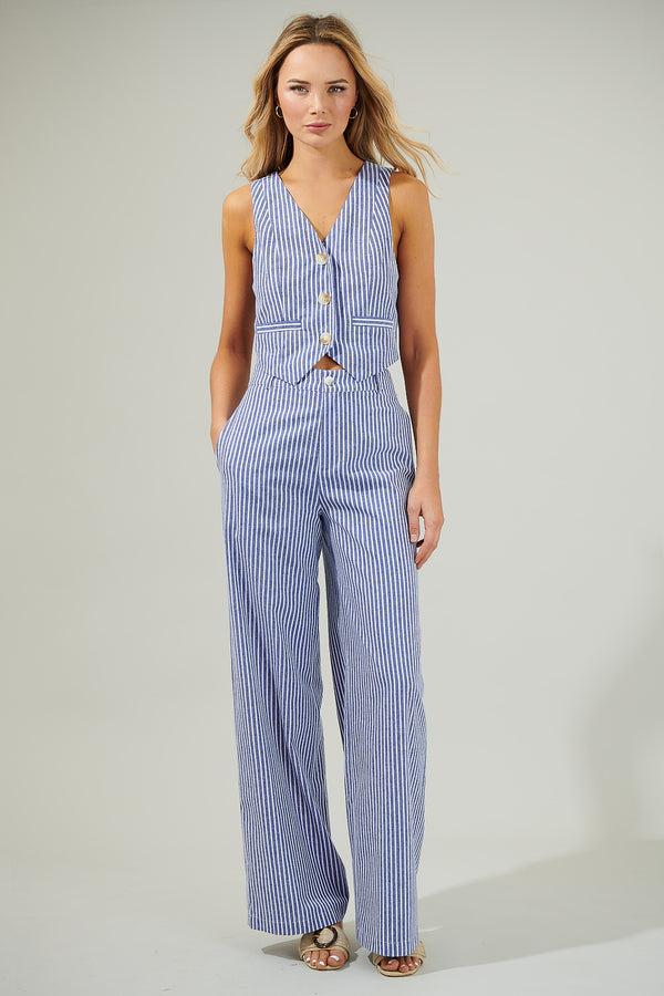 Sugarlips Sandy Striped Chelsea Button Up Vest