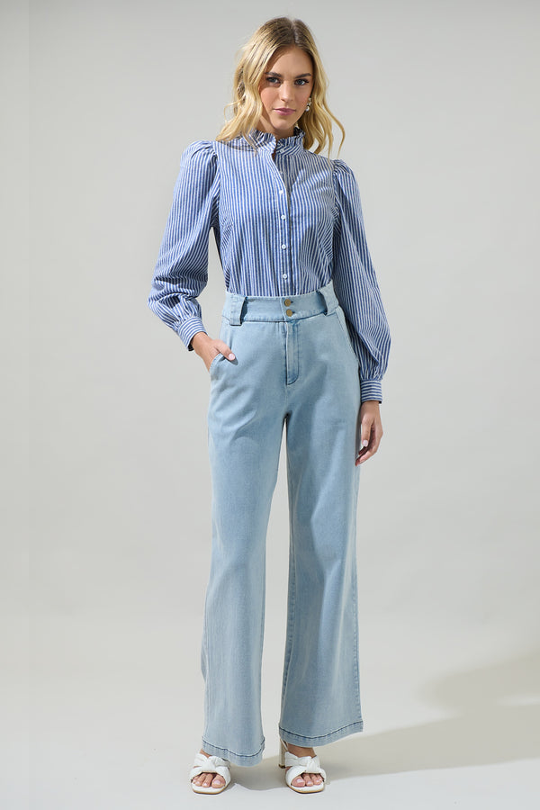 Sugarlips Sandy Striped Doris Button Down Shirt