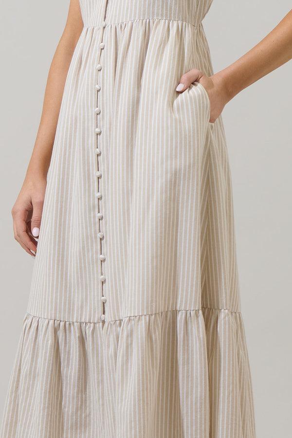 Sugarlips Sandy Striped Evianna Flutter Maxi Dress