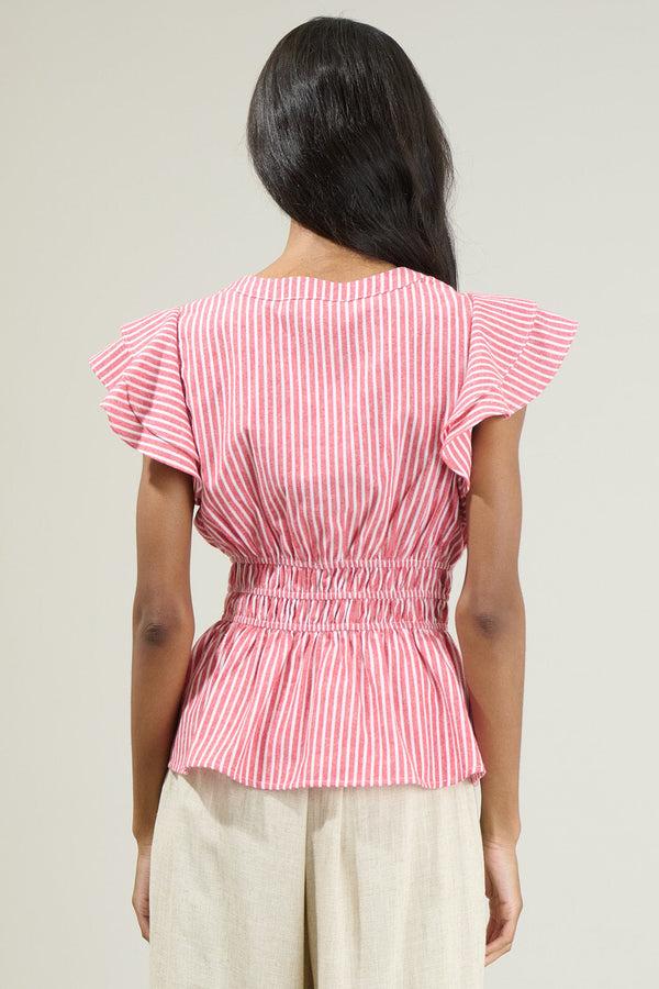 Sugarlips Sandy Striped Ruffle Top