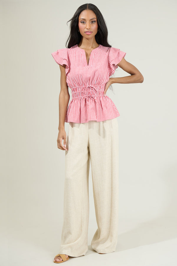 Sugarlips Sandy Striped Ruffle Top