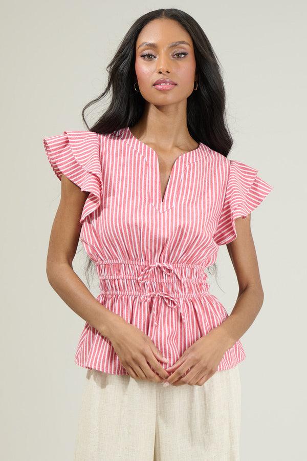 sugarlips Sandy Striped Ruffle Top