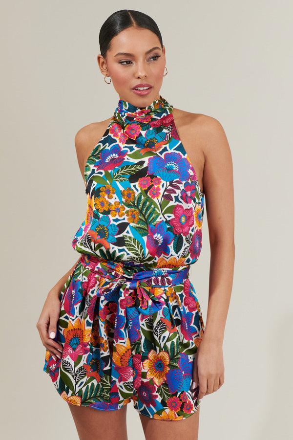 sugarlips Santa Elena Jenee Halter Tie Neck Romper