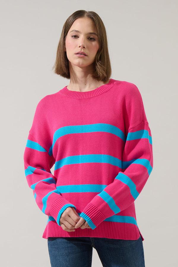 Sugarlips Saphy Stripe Dropped Shoulder Sweater