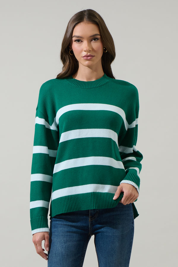 sugarlips Saphy Stripe Dropped Shoulder Sweater