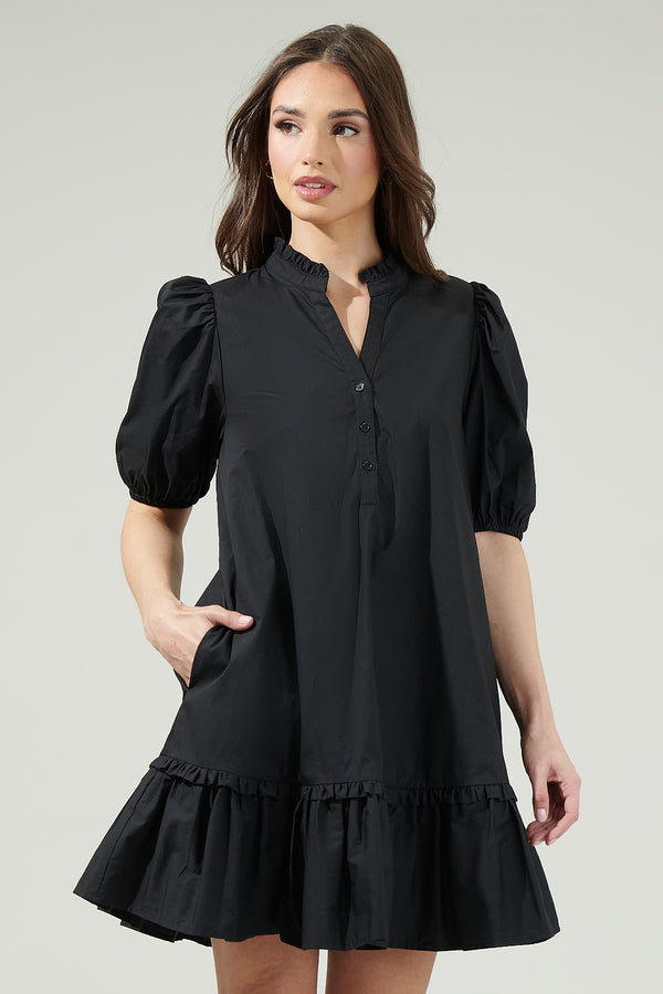 Sugarlips Sasha Split Neck Shift Mini Dress